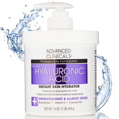 Advanced Clinicals Hyaluronic Acid Body Lotion &amp; Face Moisturizer W/Vitamin E | Hydrating Firming Lotion Minimizes Look Of Wrinkles, Stretch Marks, &amp; Crepey &amp; Dry Skin | Skin Care Products, 16 Oz