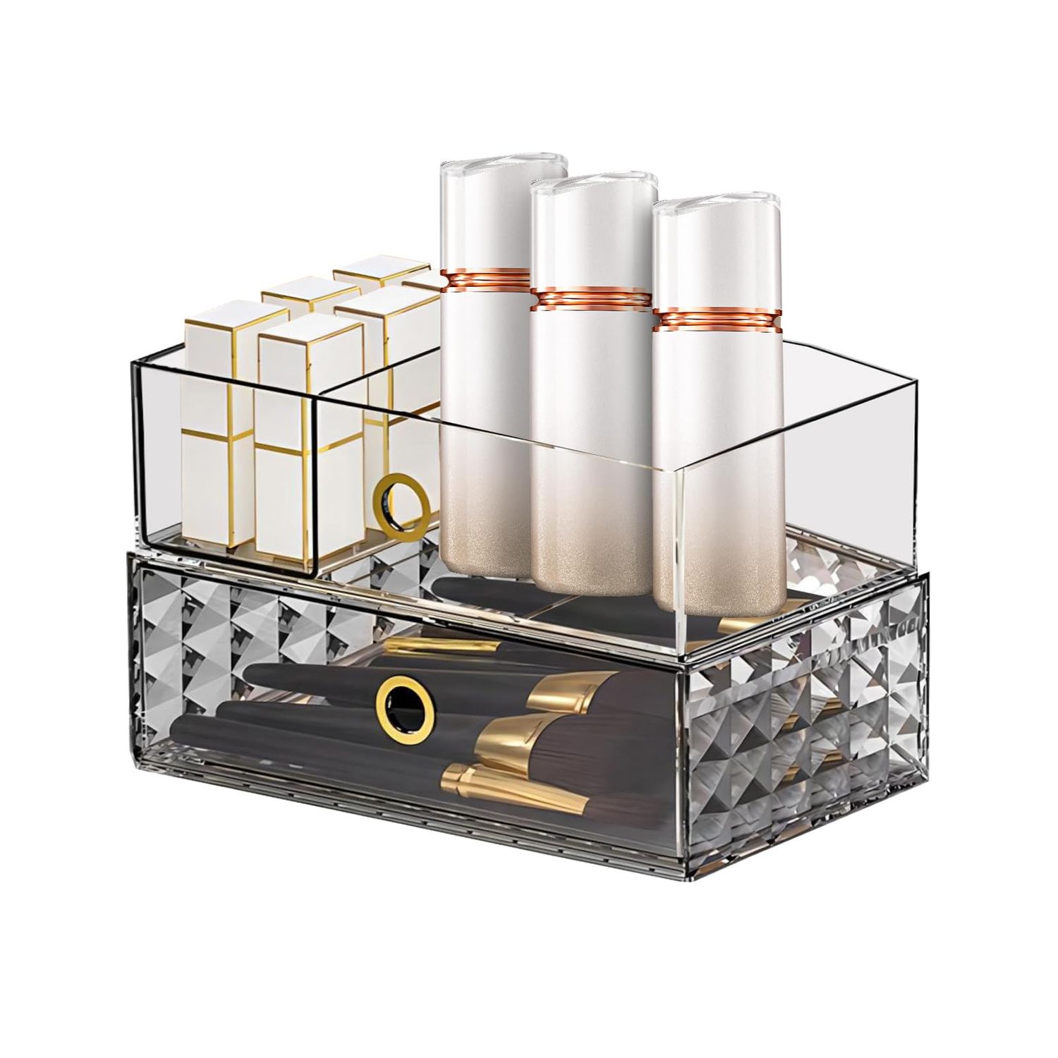 DASITON Makeup Organizer-Stackable Drawers for Desks&amp;Dressers,Bathroom Vanity Storage for Cosmetics,Skincare,Perfect for Lipsticks-Ideal Countertop Organizer(1Drawer)