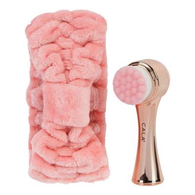 Cala Goal To Glow Dual Action Facial Brush &amp; Headband Set (Rose Gold)