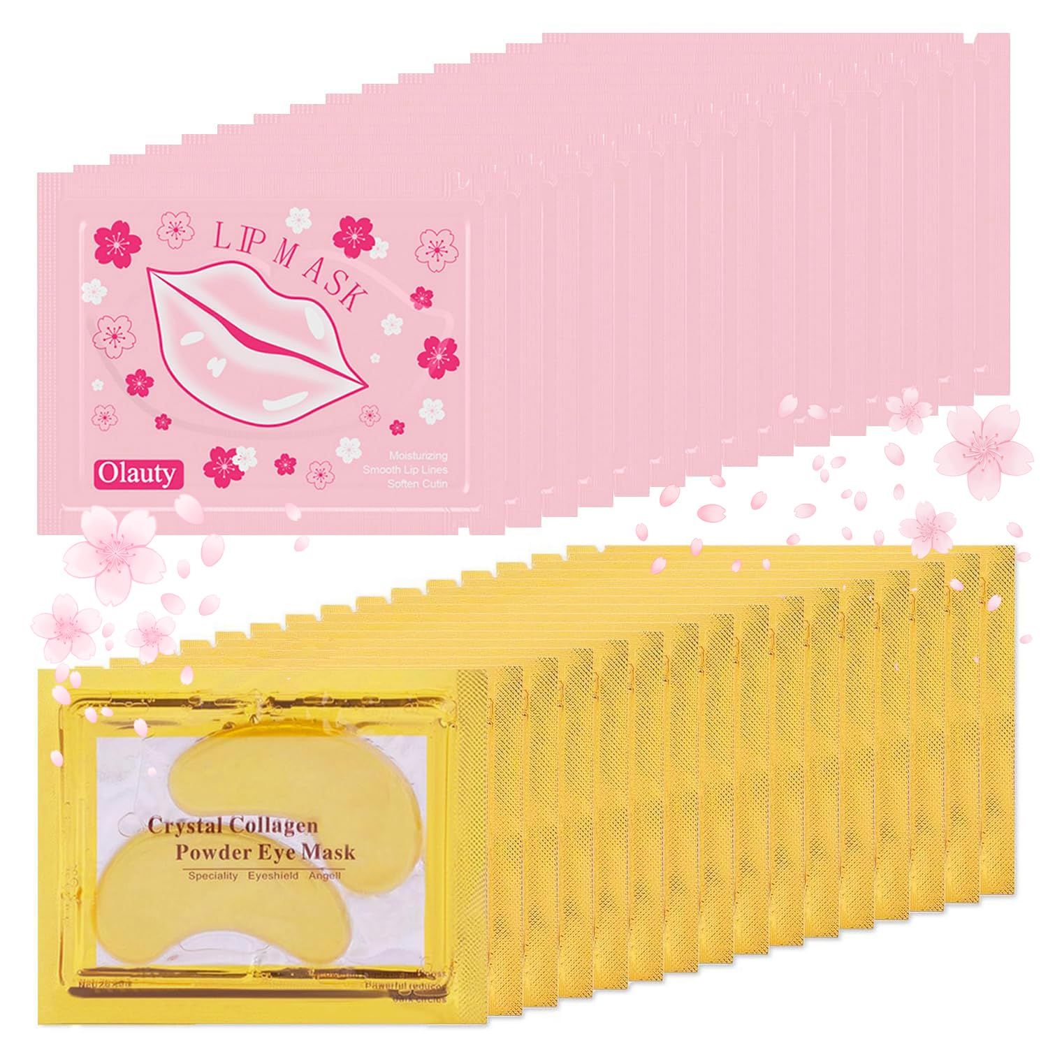 30 Pairs Lip Mask &amp; Under Eye Mask Set, Christmas Gifts for Women, 24K Gold Under Eye Patches for Puffy Eyes and Dark Circles, Collagen Skin Care Lip Masks for Moisturizing &amp; Fine Lines