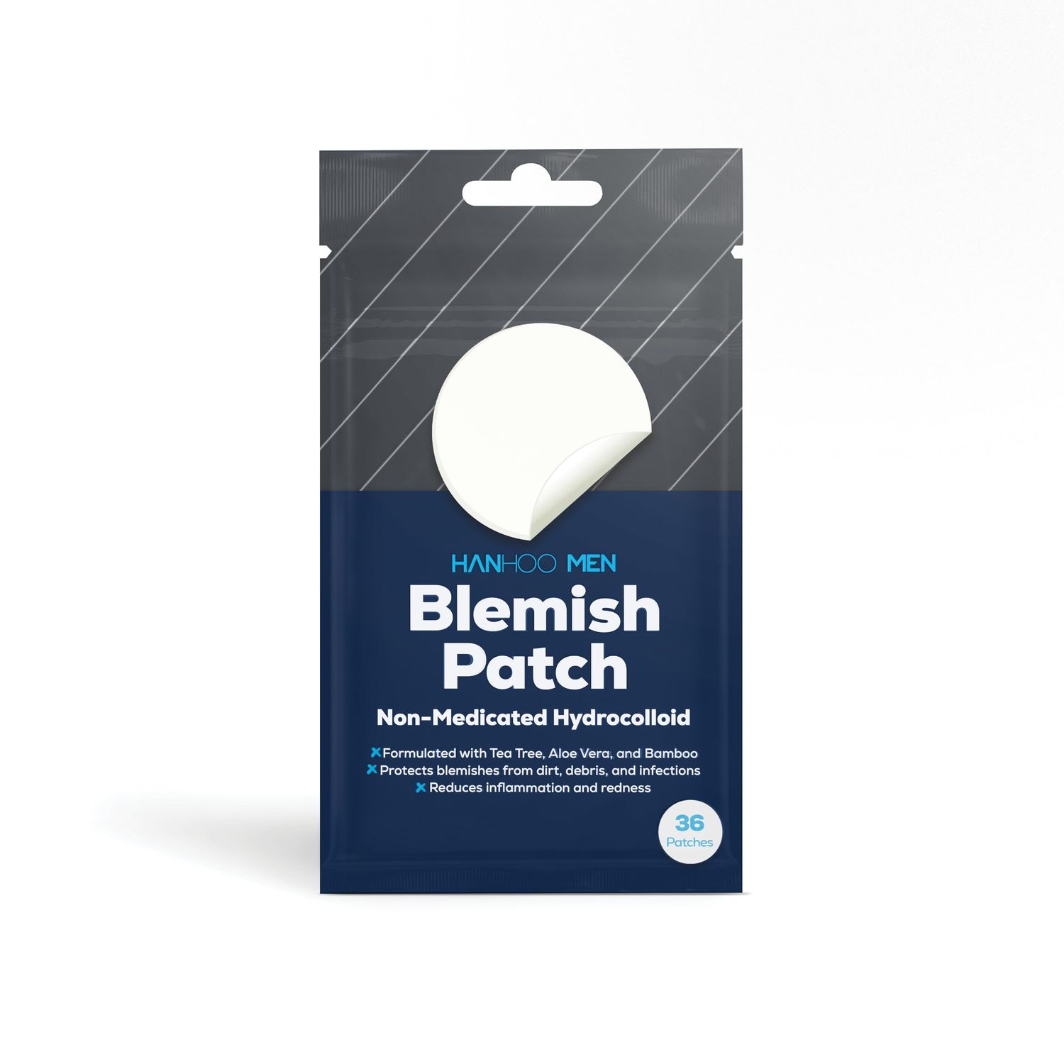 Hanhoo Mens Blemish Patch, 36 Count, with Tea Tree, Aloe, and Bamboo, Shrinks Pimples, Protects from Finger-picking, Soothes Razor Cuts, Acne Spot Patches, Invisible Pimple Patches, Korean Skincare