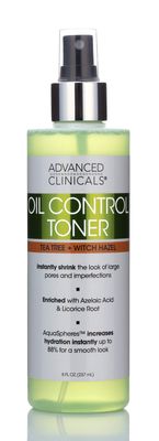 Advanced Clinicals Oil Control Purifying Facial Mist Toner. Hydrating, Non-Greasy Tea Tree Oil, Witch Hazel Toner W/Aloe Vera Face Mist Cleans Pores &amp; Clears Acne All Skin Types, 8 Fl Oz (Pack of 1)