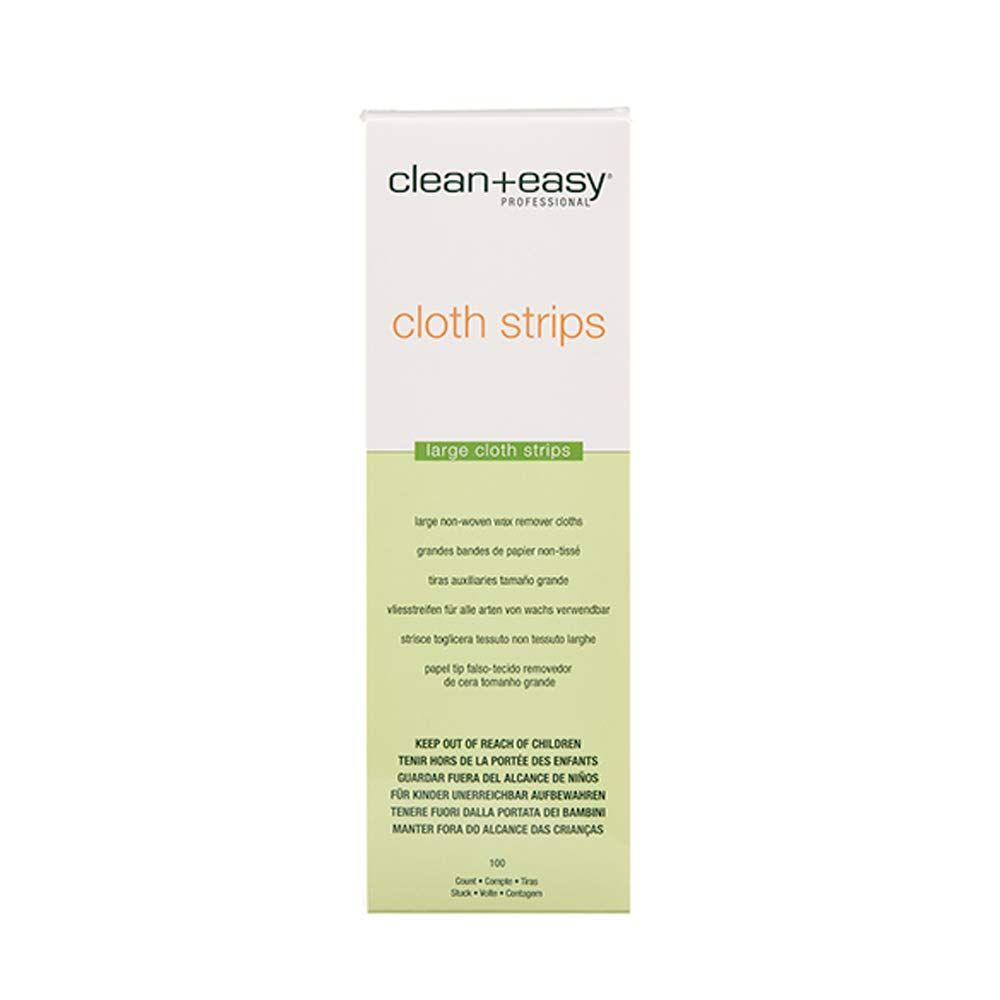 Clean + Easy Large (Leg) Cloth Strips for Full Body Hair Removal Treatment, Removes Fine to Coarse Hairs, Ideal for Sensitive Skin, 3&quot;x9&quot; (100 Count)