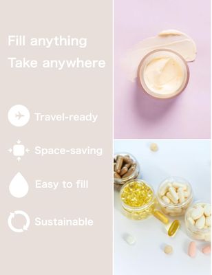 GUJI Travel Containers(0.56oz) - for Facial Cleanser, Moisturizer, Sunscreen, Skincare Set with 3 Small Capsules, Travel Medicine Container, Travel Pill Container Tube (Healing Rose Pink)
