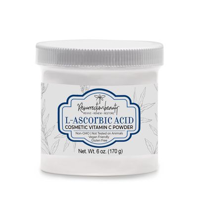 100% Pure L-Ascorbic Acid (Cosmetic Vitamin C Powder for Face) to Make Your Own Premium Beauty Serum, Skincare Mask Treatment, Hyaluronic Serums with Vit C &amp; DIY Facial Skin Care Products 6 OZ