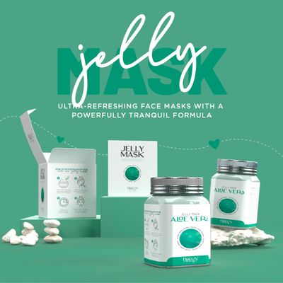 BRUN Jelly Mask Jar Aloe Vera Peel-Off Face Care Rubber Mask | 23 fl oz Skin Care Moisturizing Gel Mask Jar Spa Set