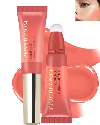 Creme Blush Beauty Wand, Matte Creamy Cheek Blusher Stick with Soft Cushion Applicator, Liquid Blush Makeup Dual Use for Cheeks &amp; Lips, Weightless, Long-Wearing, Dewy Finish, Contour Blush Wand-102