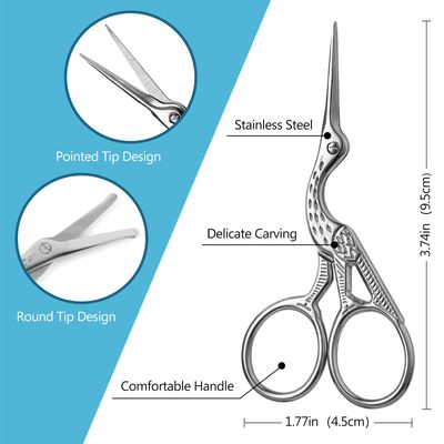 2-Pack Curved &amp; Rounded Stork Scissors, Stainless Steel Professional Beauty Grooming Scissors for Eyebrows, Facial Hair, Dry Skin, Nose Hair.