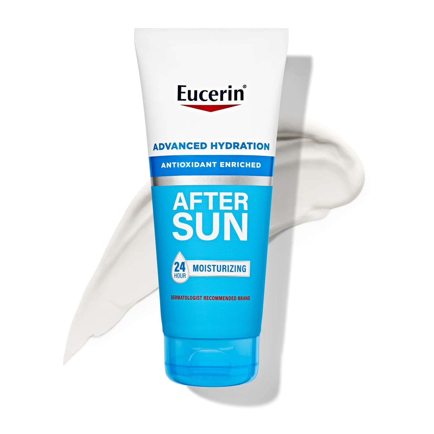 Eucerin Advanced Hydration After Sun Lotion for Face and Body, Enriched with Antioxidants, 24-Hour Hydration for Dry, Sun-Stressed Skin, 6.8 Fl Oz Tube