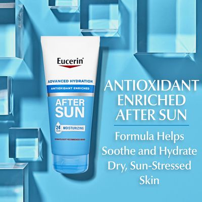 Eucerin Advanced Hydration After Sun Lotion for Face and Body, Enriched with Antioxidants, 24-Hour Hydration for Dry, Sun-Stressed Skin, 6.8 Fl Oz Tube