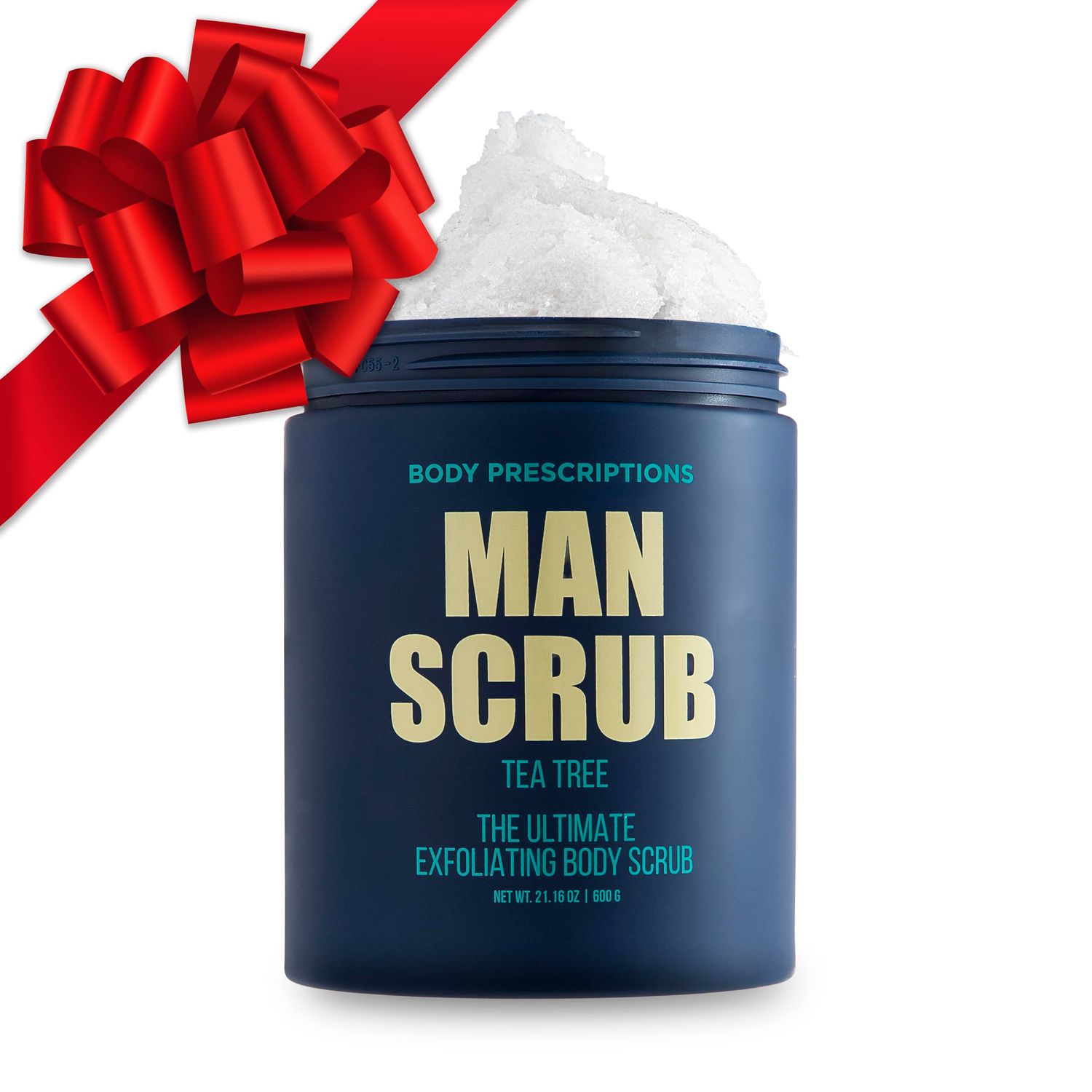 Body Prescriptions Mens Exfoliating Body Scrub - Ultimate Skin Cleansing Wash in Jar with Twist-Top Lid, For All Skin Types, 21 Ounce (Pack of 1), Tea Tree