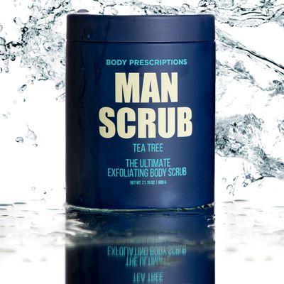 Body Prescriptions Mens Exfoliating Body Scrub - Ultimate Skin Cleansing Wash in Jar with Twist-Top Lid, For All Skin Types, 21 Ounce (Pack of 1), Tea Tree