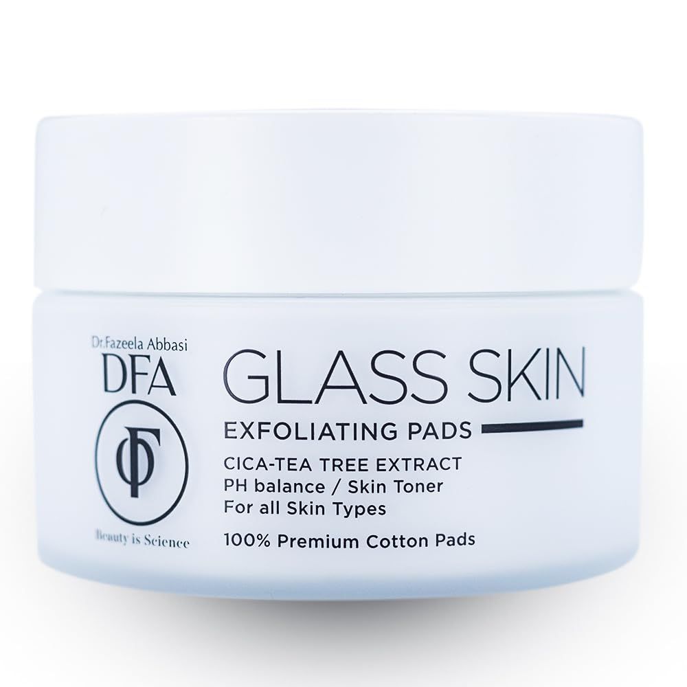 DFA Glass Skin Exfoliating Pads, Cotton Pads For Face, Exfoliating Cotton Rounds, Peeling and Toner Pads, Glycolic Acid &amp; Salicylic Acid Pads, Chemical Peel Cleansing Pads, Korean, 50 Pc, 2.87 Fl Oz