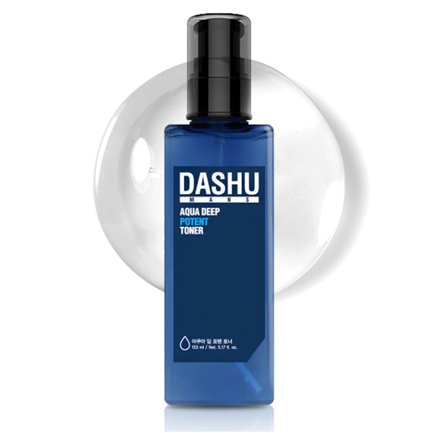 DASHU Mens Aqua Deep Potent Toner 5.17fl oz - Facial Toner, Tightens pores, All Skin Types, Recondition and purify Skin, Anti-Aging, Dead Skin Care, Moisturizing