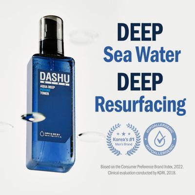 DASHU Mens Aqua Deep Potent Toner 5.17fl oz - Facial Toner, Tightens pores, All Skin Types, Recondition and purify Skin, Anti-Aging, Dead Skin Care, Moisturizing