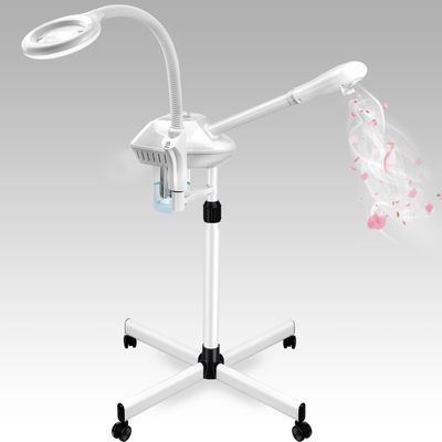 Chetunju Professional 2 in 1 Facial Steamer for Ozone Humidifier Atomizer Attach 5 Magnifier and Light, Face Steamer Clean Skin Firming Pores and Moisturizing Suitable for a Beauty, Spa, at Home