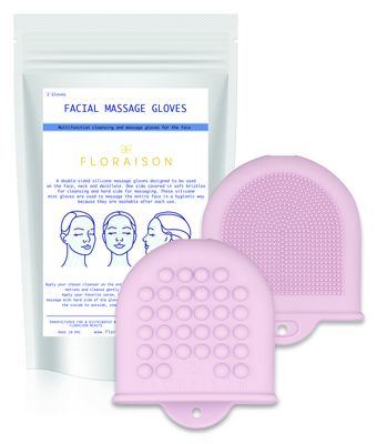 2 Mini Gloves Mini Glow Soft Silicone Facial Cleansing Brush and Face Massager Luxury Skincare Gift (Pink)