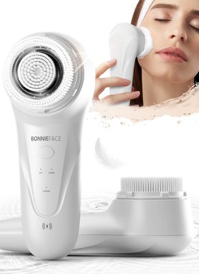 BONNIEFACE Sonic Facial Cleansing Brush for Deep and Through Facial Cleansing, Waterproof Face Scrubber and Ultimate Blackhead Remover for Daily Skin Care, Rechargeable and Gentle Face Exfoliator