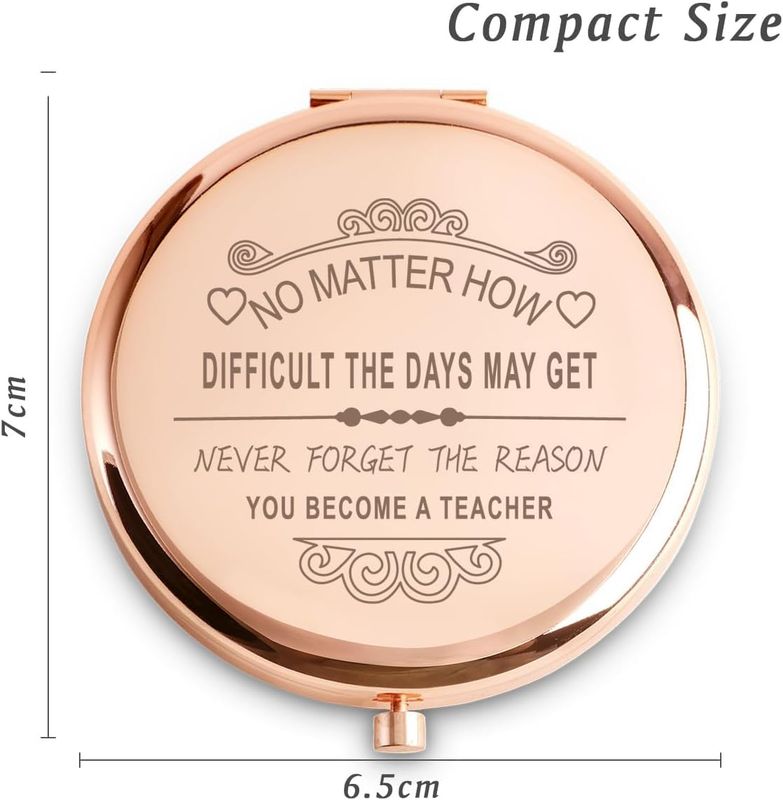COYOAL Teacher Gifts for Women, Personalized Engraved Compact Mirrors, Unique Gift Female Teacher Presents for Valentines Day, Retirement, Appreciation, Thank You, End of Year