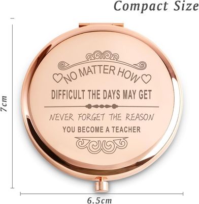 COYOAL Teacher Gifts for Women, Personalized Engraved Compact Mirrors, Unique Gift Female Teacher Presents for Valentines Day, Retirement, Appreciation, Thank You, End of Year