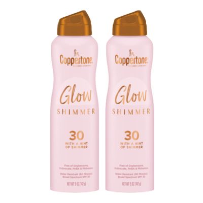 Coppertone Glow with Shimmer Spray Sunscreen, Broad Spectrum SPF 30 Sunscreen, 5 Oz, Pack of 2