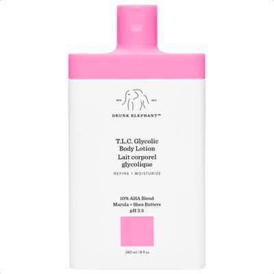 Drunk Elephant T.L.C. Glycolic Body Lotion with Marula and Shea Butters. Refining and Moisturizing for Healthy Skin (240 mL / 8 Fl Oz)