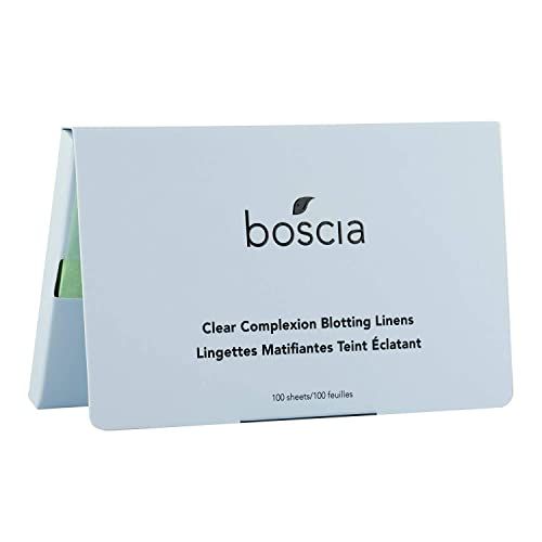 boscia Clear Complexion Blotting Linens - Vegan, Cruelty-Free, Natural Skin Care - Oil Blotting Sheets for Face - For Combination to Oily Skin Types - Travel Size - 100 Sheets