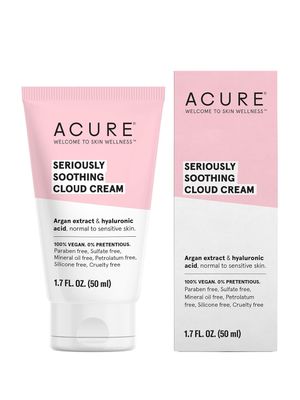 Acure Seriously Soothing Cloud Cream - Hydrating Night Cream for Normal to Dry Sensitive Skin, Facial Moisturizer for All Skin Types, Enriched with Argan Extract &amp; Hyaluronic Acid,100% Vegan - 1.7 oz