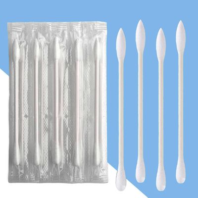 Cotton Swab Individually Wrapped, 200 Count Natural Cotton Buds, Double Tipped Cotton Tips for Ear, Beauty Care, Cleaning (White, Round &amp; Pointed Shape Cotton Heads)