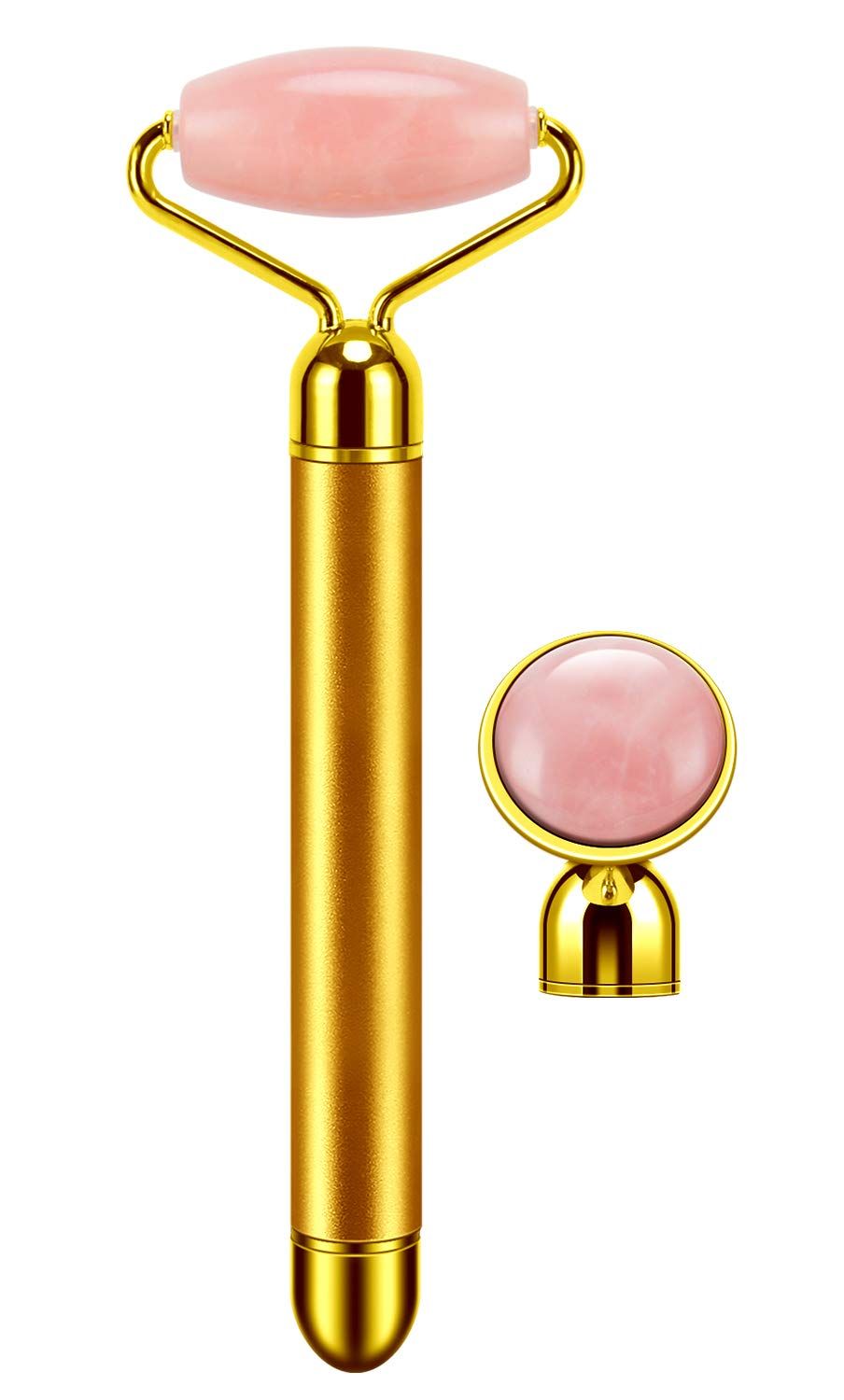 DANGSHAN 2-in-1 Electric Jade Roller Massager Facial Roller &amp; Face Massager, Rose Quartz