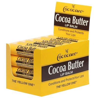 Cococare Cocoa Butter Lip Balm - The Little Yellow Stick - Conditions &amp; Protects Lips with Hydrating Formula - Light Scent of Cocoa Butter - 0.15oz (10 Sticks)