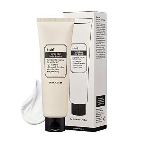 DearKlairs] Gentle Black Facial Cleanser, 4.73 Fl Oz | Vegan, low pH, Hydrating Finish, 99% Fine Dust Removal, A Creamy foam cleanser, daily face wash
