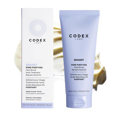 Codex Labs Shaant Pore Purifying Face Scrub - Oil Control Pore Minimizer Exfoliator - For Acne Prone Skin, Oily Skin, All Skin Types - With 2% Salicylic Acid - Cruelty-Free, Vegan Skincare (100g)