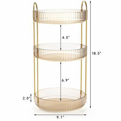 Cididu 360 Rotating Makeup Organizer, 3 Tiers Plastic Bathroom Spinning Holder Rack, Round Lazy Susan Organizer, Large Capacity Countertop Shelf for Cosmetics, Perfume, Skincare, Spice, Toiletries