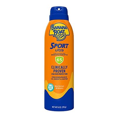 Banana Boat Sport Ultra SPF 65 Sunscreen Spray, 6oz | Banana Boat Sunscreen Spray SPF 65, Oxybenzone Free Sunscreen, High SPF Sunscreen, Spray On Sunscreen, Water Resistant Sunscreen, 6oz
