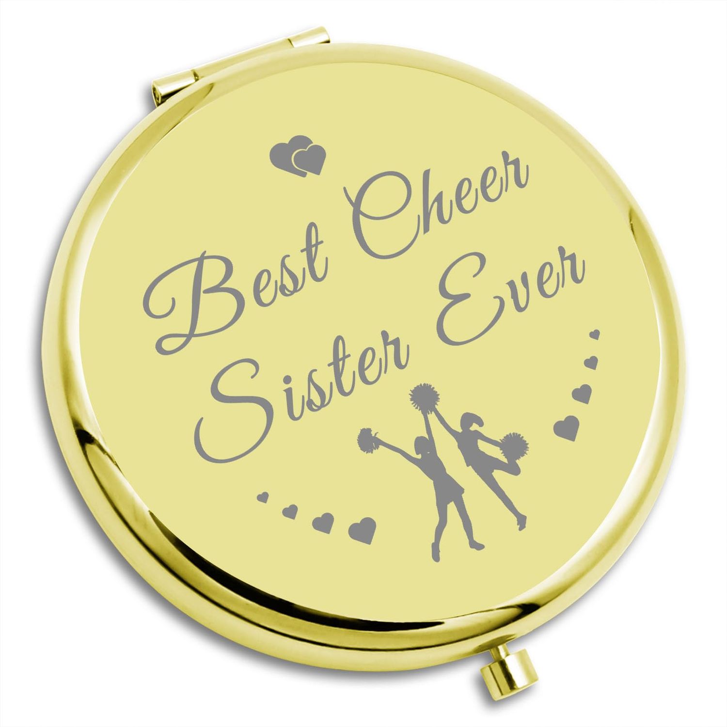 Best Cheer Sister Ever Gold Compact Mirror Cheer Gifts Cheerleading Gift Cheer Sister Gifts for Cheerleader Cheer Team Gift Mini Mirror Christmas Birthday Gift Cheer Friend Gifts Folding Makeup Mirror