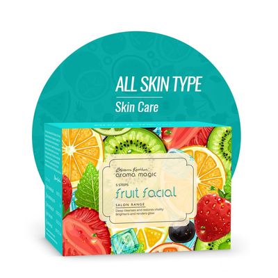 Aroma Magic Fruit Facial Kit - Multi Use | 5 Steps Skincare Set | Enriched with Grapefruit &amp; Lemon | Deeply Cleans &amp; Removes Tanning | Restores Vitality &amp; Natural Glow