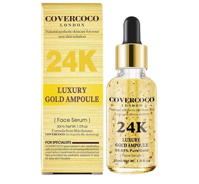 AKARY Face 24K Gold Ampoule Serum Luxury Skin Care Essence Moisturizing Smoothing Making Flawless Elasticity Soft Skin