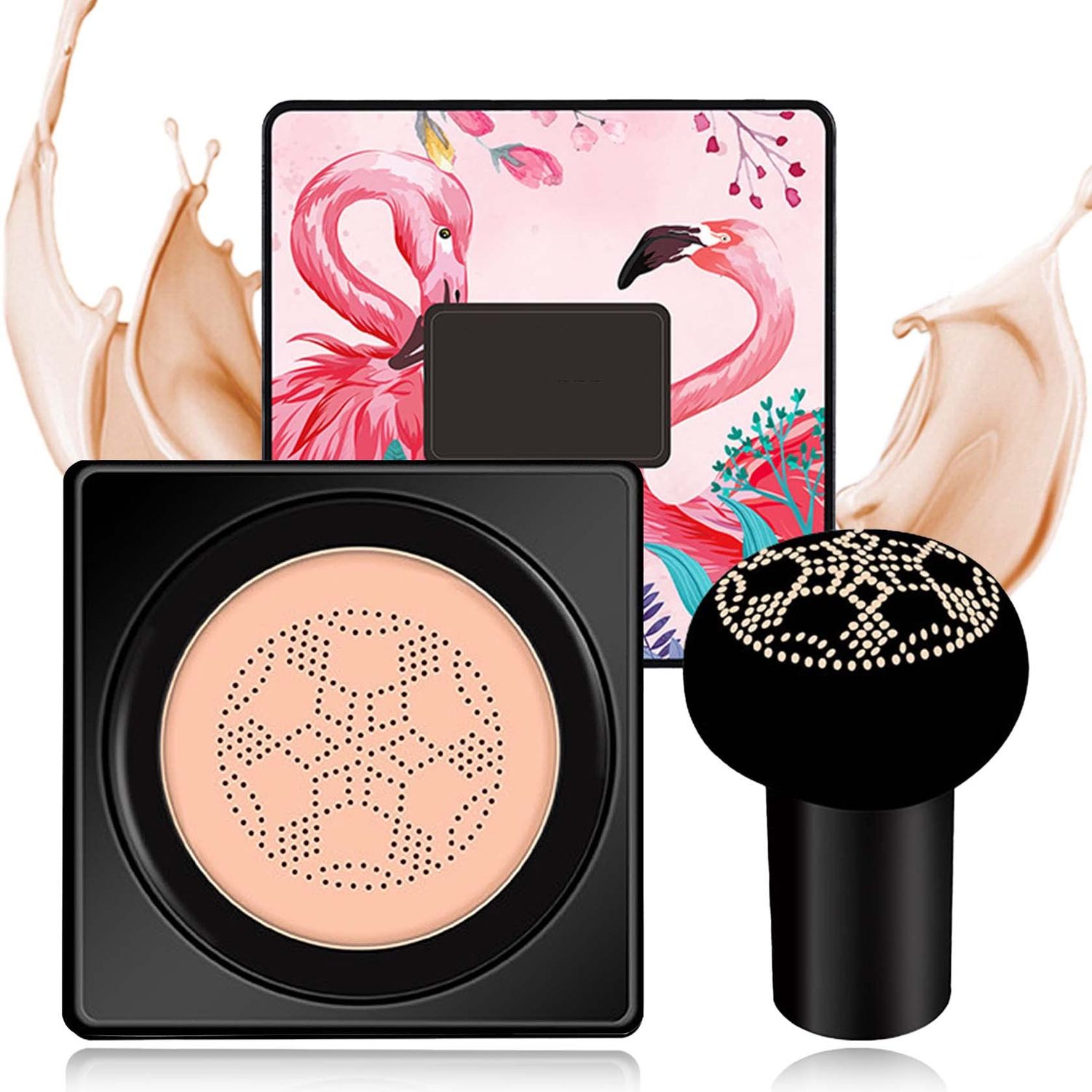 DuoZeng Mushroom Head Air Cushion CC Cream Foundation,Moisturizing BB Cream Foundation Face Makeup for Mature Skin,Light Weight Long-lasting Concealer Suitable for All Skin Types(Natural)