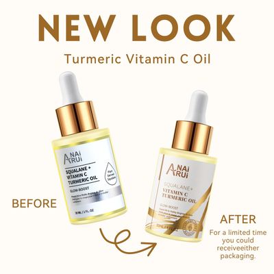 ANAI RUI Squalane Vitamin C Turmeric Facial Oil Moisturizer for Face, Hydrates, Firms Skin, 1fl.Oz.
