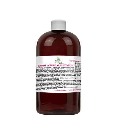 Dr Joe Lab Capryl Glucoside Liquid Surfactant - Caprylyl Natural, Plant Derived - DIY Skin Care - Shower Gels, Foaming, Body Soap, Shampoos Baby Products Face Cleansers - COCOJOJO (16 oz)
