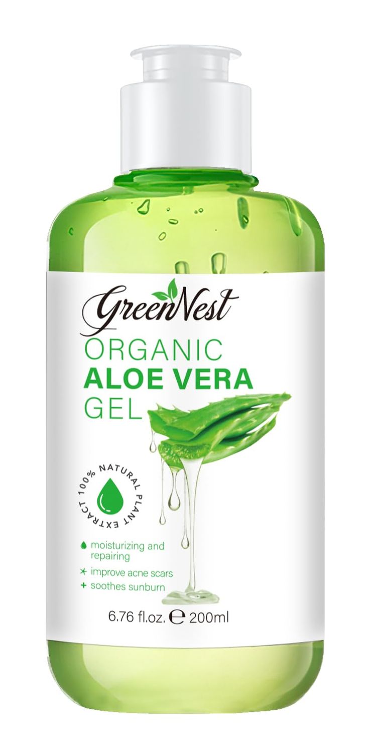 Aloe Vera Gel for Face, Skin, Hair | 100% Organic aloe | Moisturizer, Hair gel, Aftershave | Skin care | Paraben Free, Soothes Damaged Skin, Relief from Sunburn and burn, Calming, Nourishing.