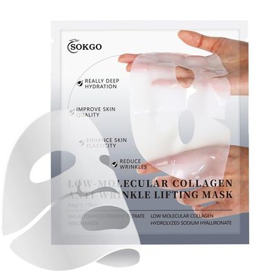 Fovcos Collagen mask, Low Molecular Weight Collagen Mask, Deep Collagen Overnight Mask, Collagen Hydrogel Mask, Face Masks Skincare, Deep Collagen Anti Wrinkle Lifting Mask (6PCS)