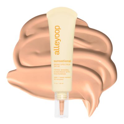Alleyoop Sunsational Tinted Moisturizer Sunscreen for Face Broad Spectrum SPF 50, 100% Mineral Sunscreen with Jojoba, Protects Hydrates and Soothes Skin, Vegan, Cruelty-Free - Solar