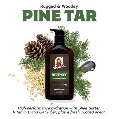 Dr. Squatch Men's Non-Greasy Natural Lotion - 24-hour moisturization hand and body lotion - Made with Shea Butter, Coconut Oil, and Vitamin E - Pine Tar, Fresh Falls (2 Pack)