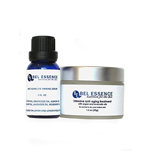 Bel Essence Anti-Aging Face Cream &amp; Anti-Wrinkle Eye Serum Mini Skin Care Set - Natural Hydrating Face Cream, Eye Serum for Normal/Dry Skin - Reduce Fine Lines, Firm, Clear Skin Tone - 1.5 Oz/.5 Oz