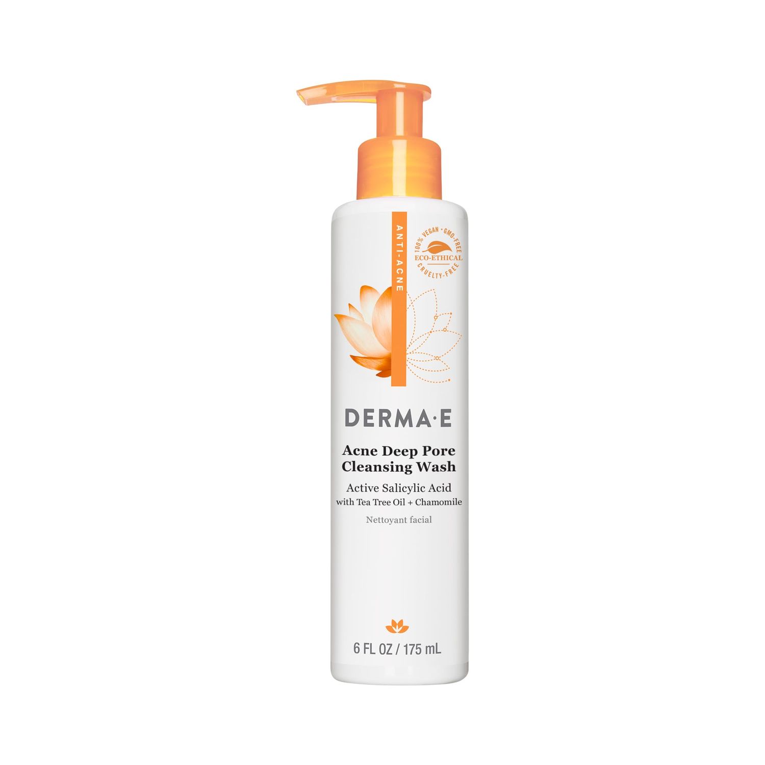 Derma E Acne Deep Pore Cleansing Wash - Blemish Control Facial Cleanser with Salicylic Acid - Gentle Oil Control Face Wash Soothes and Balances Skin, 6 fl oz