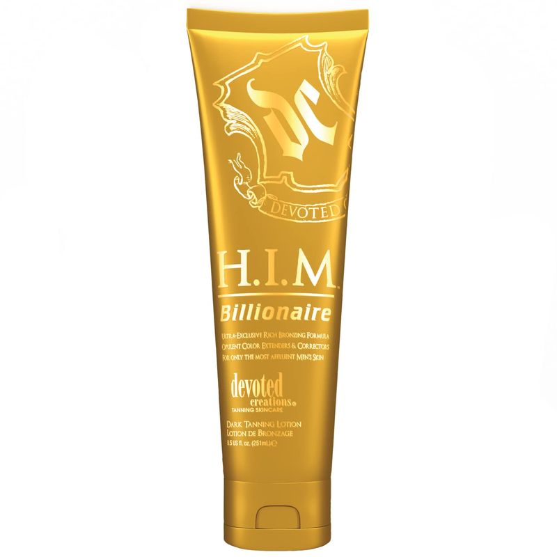 Devoted Creations H.I.M Billionaire Dark Tanning Lotion - Ultra-Exclusive Rich Bronzing Formula with Opulent Color Extenders and Correctors - 8.5 oz.