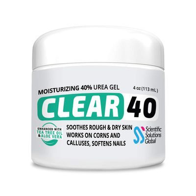 CLEAR 40 Urea Cream 40 Percent for Feet Maximum Strength (4oz) | Softens Cracked Heels &amp; Dry Skin Urea Cream 40 Percent - Tea Tree &amp; Coconut Oil | Urea Cream for Callus &amp; Corn Treatment | Made in USA