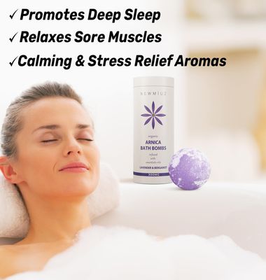 Arnica Bubble Bath Bombs Infused Lavender & Bergamot - Essential Luxurious Mega Foaming Bath bombs Additives for Dry Skin Nourishment Moisturizing - Blissful Bathing Experience Christmas Birthday Gift